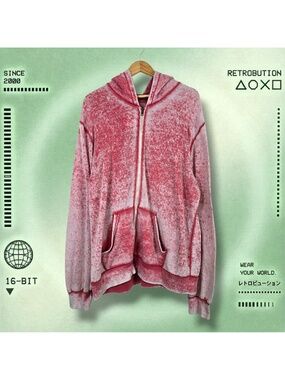 Y2K Robins Jean Wings Zip Up Hoodie Sweatshirt Red Size 2XL